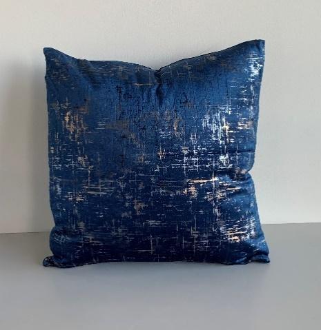 Navy Metallic Hatching Pillow