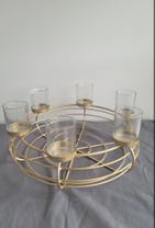 Round Metal Multi-Votive Holder (Glass Pieces)