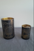 Black/Gold Boho Candleholder (LG)