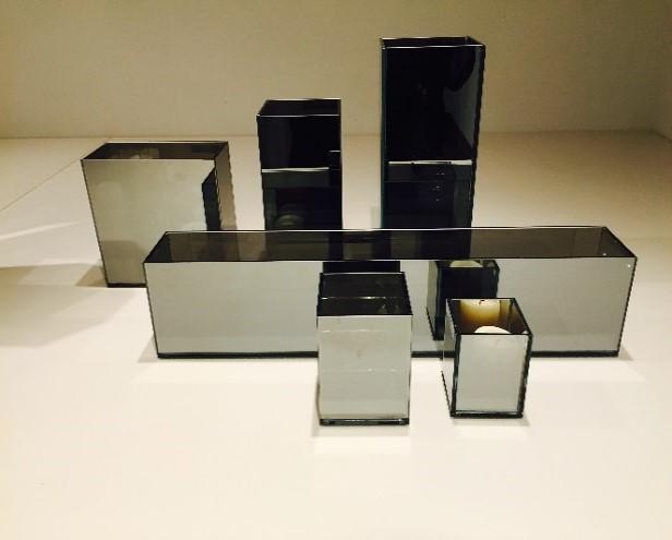 Smoked Glass Cube Vase (LG)