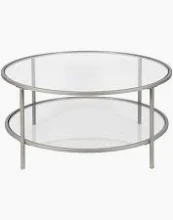 Round Silver Glass Coffee Table