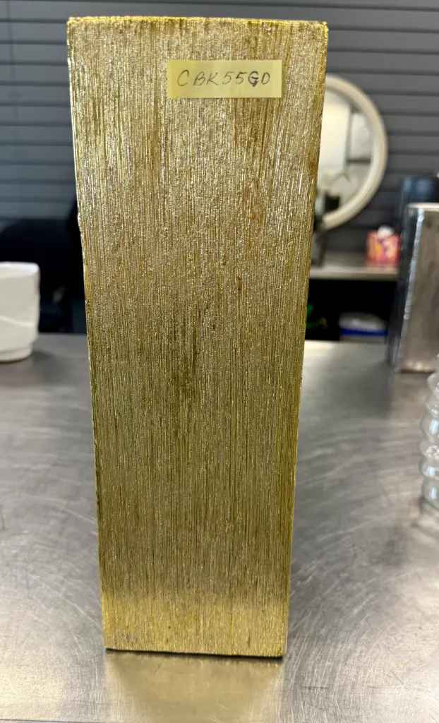 Tall Square Vase - 14" Gold Etched