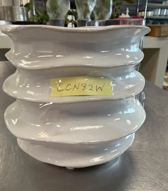 Accordian Vase - White 5.75 x 6.5in