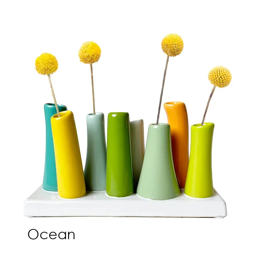 Pooley Colorful Bud Vase For Flower Arranging Rectangular - Ocean