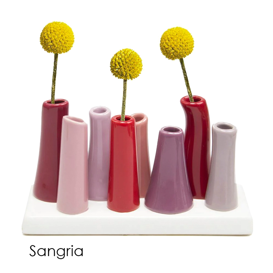 Pooley Colorful Bud Vase For Flower Arranging Rectangular - Sangria