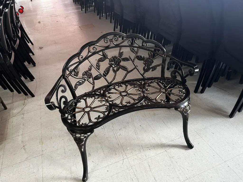 Bench, Patio, Black with Gold highlights