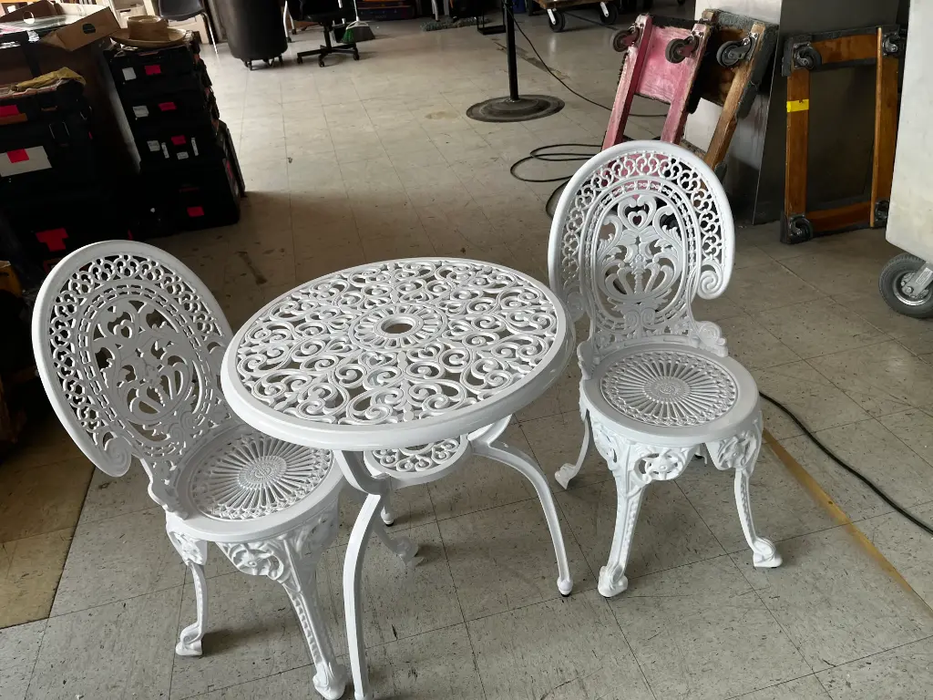Patio Set, Table and Chairs, Wht