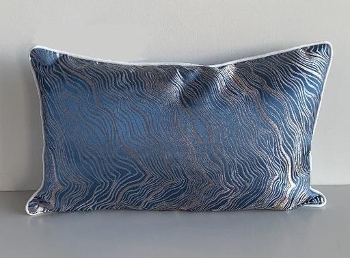 [EDD-034] Blue Embroidered Wave Pillow