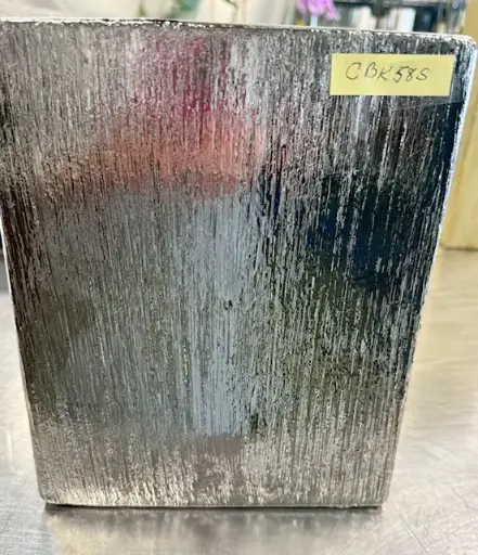 [BFV-UCICBK58S] Etched Block Vase - Silver 8in x 2.5in