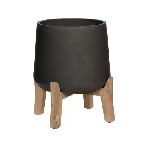 [BFV-PFL3026-14-33] Patt M (Feet Low) Black Washed Plant Stand - L8.07in X W8.07in X H8.27in