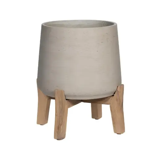 [BFV-PFL3026-14-34] Patt M (Feet Low) Grey Washed Plant Stand -  L8.07in X W8.07in X H8.27in